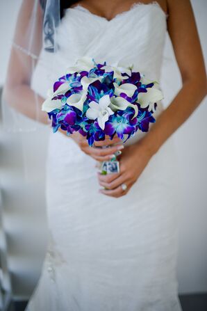 Bright Blue and Purple Orchid Bouquet