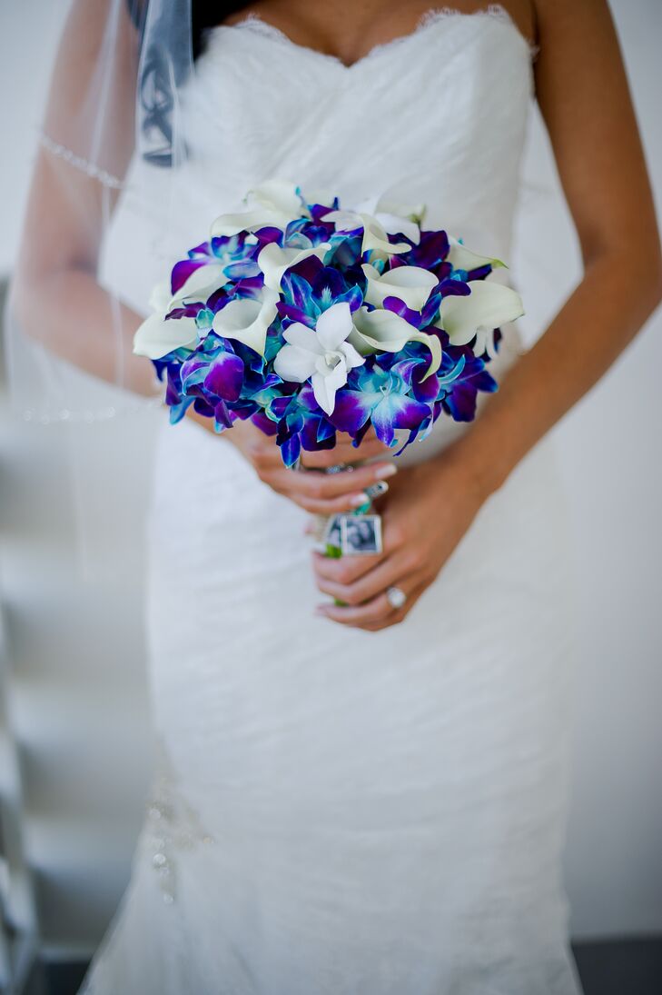 Bright Blue and Purple Orchid Bouquet