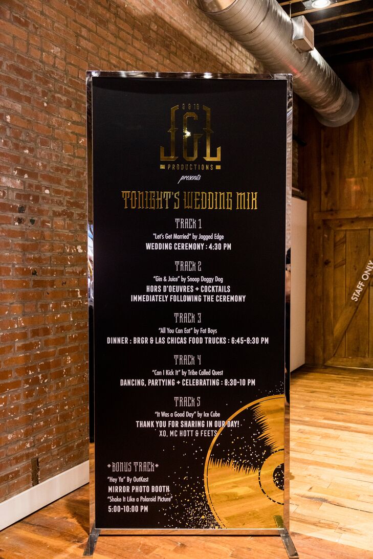 Modern Hip-Hop-Inspired Wedding Timeline Sign