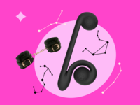 Two sex toys against a pink background