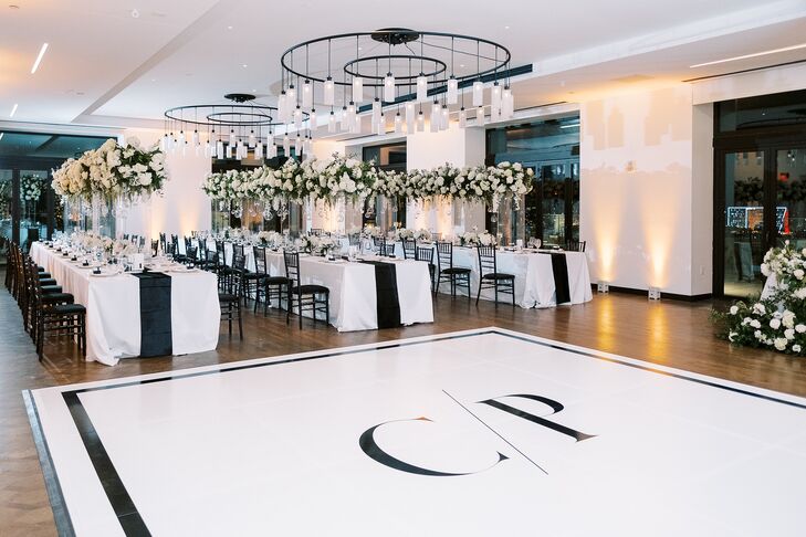 Custom Dance Floor With Black-and-White Monogram