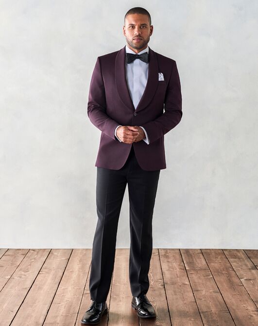 The Black Tux Plum Shawl Jacket Tuxedo Wedding Tuxedo | The Knot