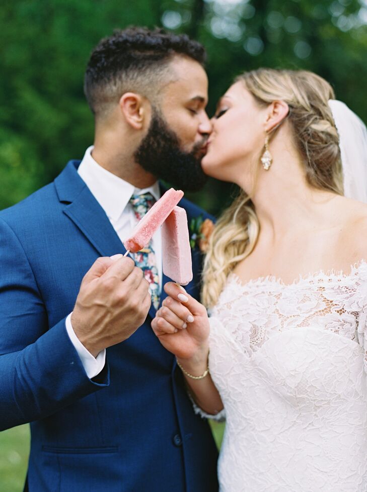 Bride and Groom With Wedding Popsicles