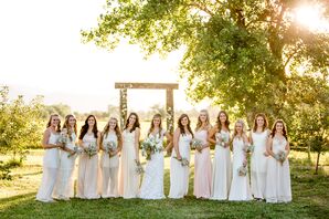 Neutral Floor-Length Mismatched Bridesmaid Dresses