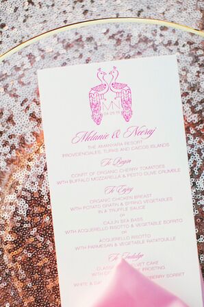 Pink Peacock-Themed Menus