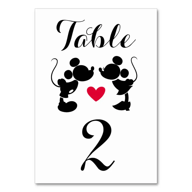 Mickey & Minnie Silhouette Table Number