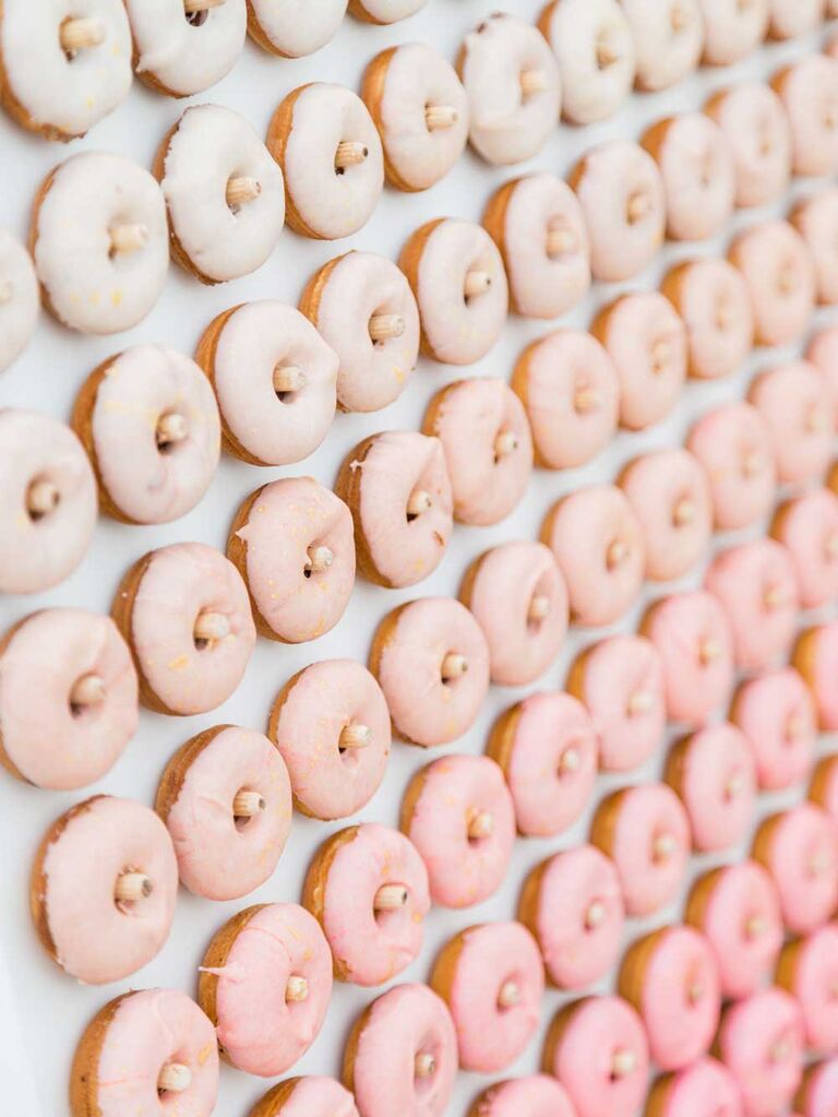 Pink ombré donut wall at wedding