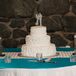 Three Tier Wedding Cake with Whipped Frosting and Glittery Silhouette Topper
