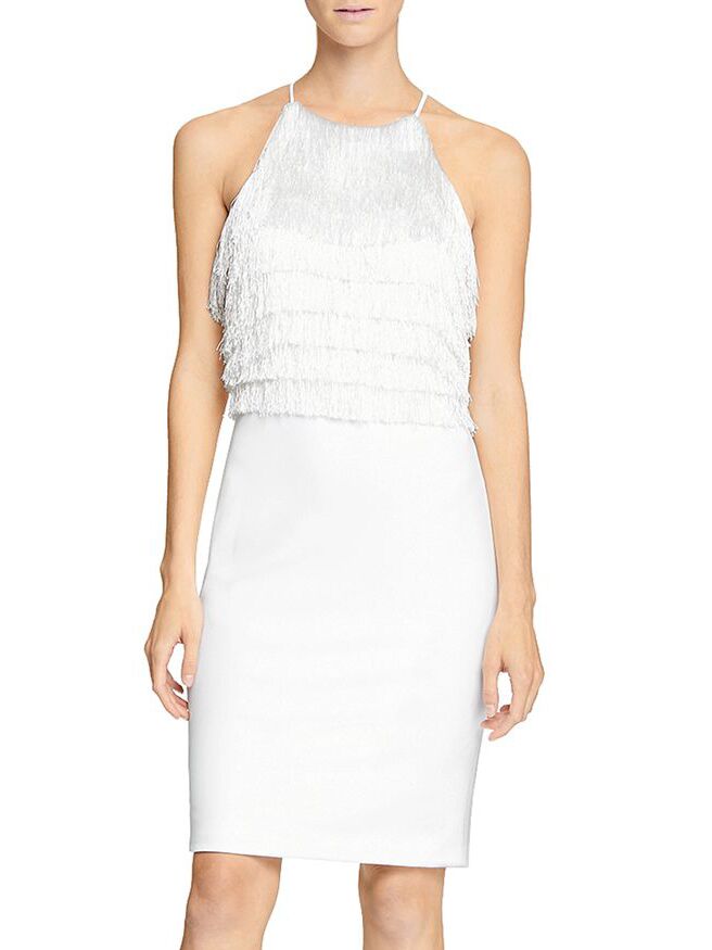 Halston fringe-trimmed dress