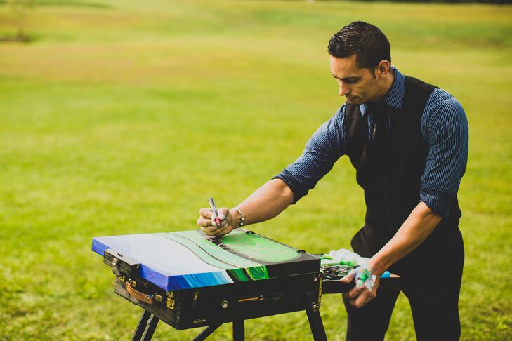 Shayne and Brad hired a professional artist to capture their wedding in a painting.