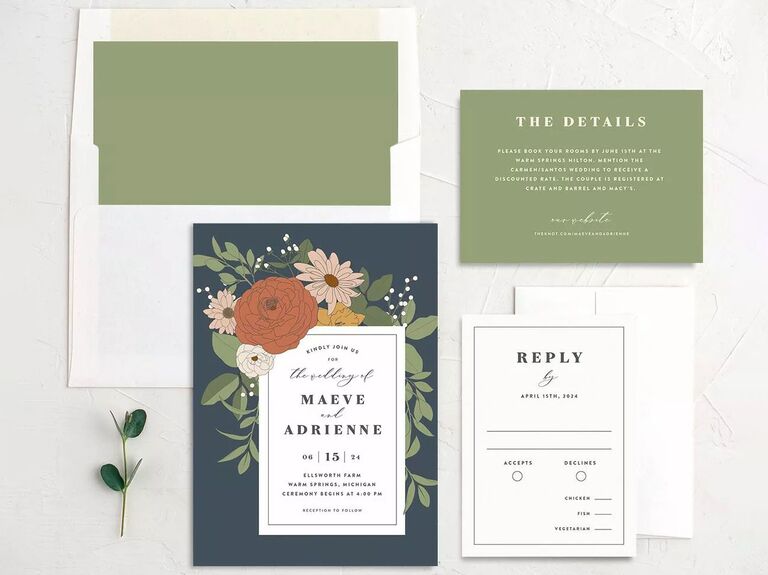 Bold floral invitation suite from The Knot Invitations