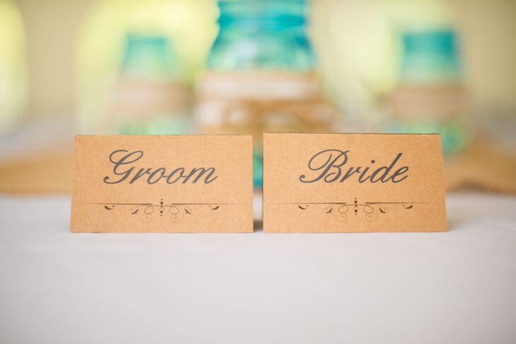 Rustic Brown Bride and Groom Place Cards
