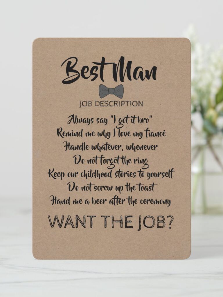 Best Man Job Description proposal card
