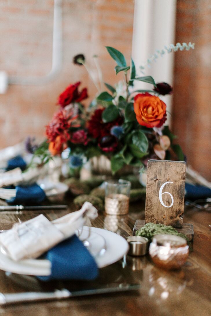 Rustic Table Number for Reception at Brick in San Diego, California