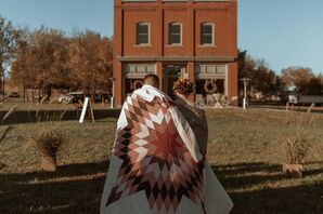Bride and Groom in Morning Star Quilt