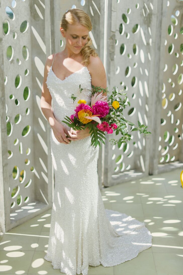 Diana wore a shimmery gown by Karen Willis Holmes. "Some guests did say I looked like a mermaid, but that was completely unintentional," Diana says. "But now that I think about it, perhaps that was what I was subconsciously going for. I have always loved 'The Little Mermaid,' after all."