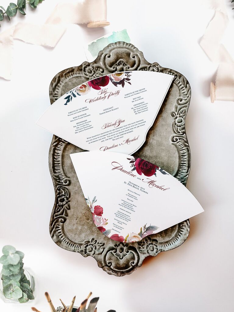 Designed with Amore wedding program fan