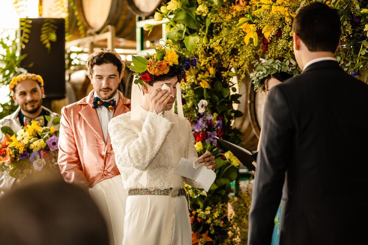 Groom Crying During Wedding Vow Exchange