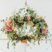 Hanging Floral Chandelier with Bright Dahlias and Eucalyptus