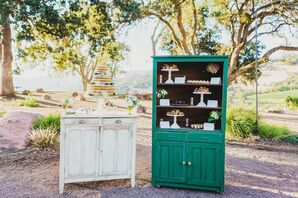 Outdoor Dessert Table on Vintage Hutch