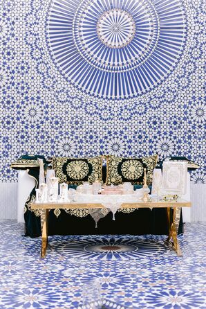 Bride and Groom Table at Traditional Mehndi Celebration For Wedding