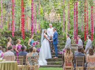 Morgan	Smith and Nic Frazer traveled to Hawaii for a rustic, eclectic destination wedding at Haiku Mill. “The old-world European feel of the venue, co