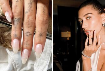 Hailey Bieber "glazed donut" chrome manicure nails