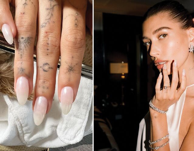 Hailey Bieber "glazed donut" chrome manicure nails
