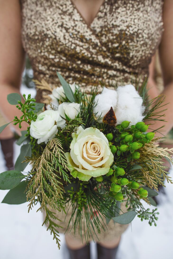 Rose and Cotton Bridesmaid Bouquet