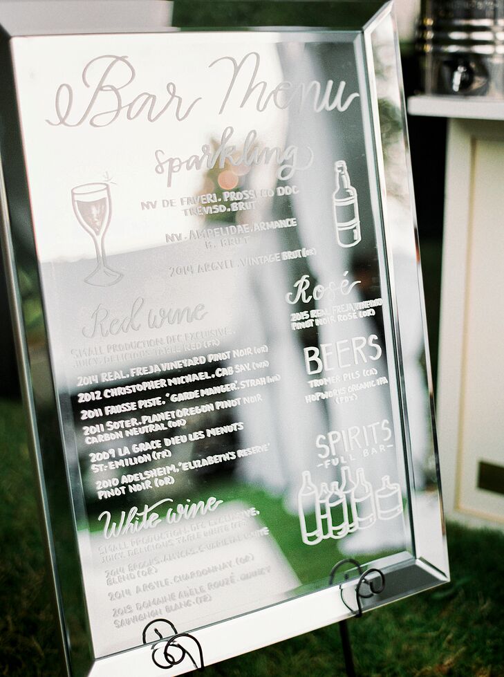 Hand-Lettered Mirror Bar Menu