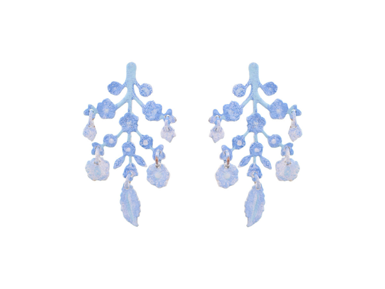 Soft blue blossom dangle earrings