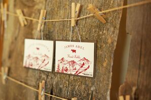Rustic Paper Escort Cards on Clothespins