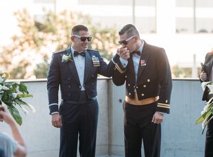 Despite eloping in Las Vegas the year before, Bruce Robison (32 and an Air Force operations officer) and Jose Plata’s (30 and a Navy physician) one-ye