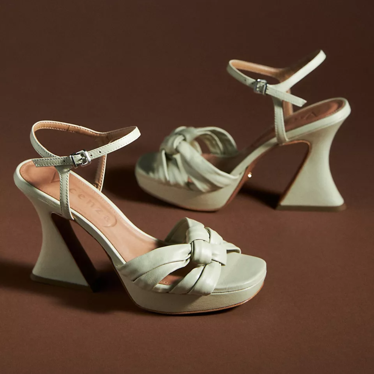 Sage green knotted platform heels from Vicenza