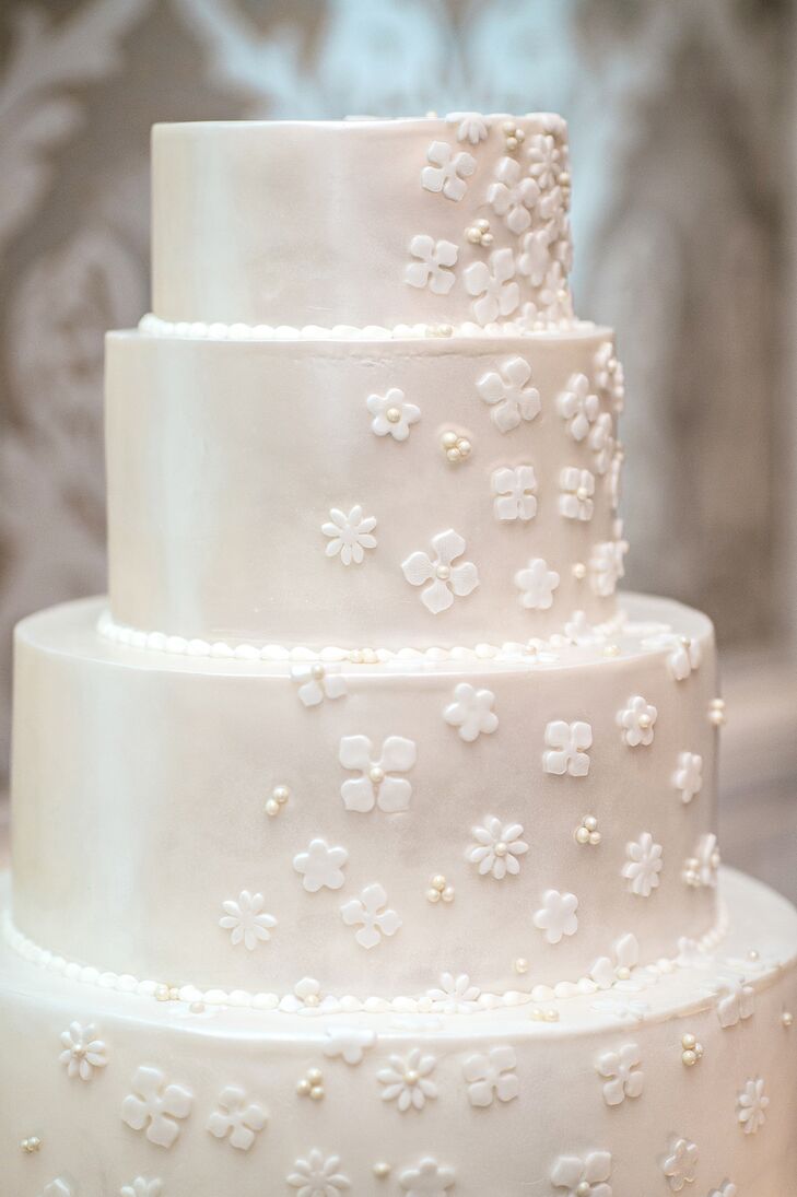 Ivory Fondant Cake with Cascading Flower Detail