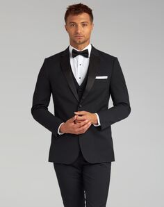 Friar Tux Michael Kors Performance Black Notch Lapel Tuxedo Black Tuxedo