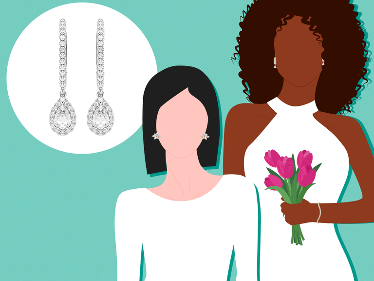 illustrated brides with Grown Brilliance lab-grown diamond jewelry