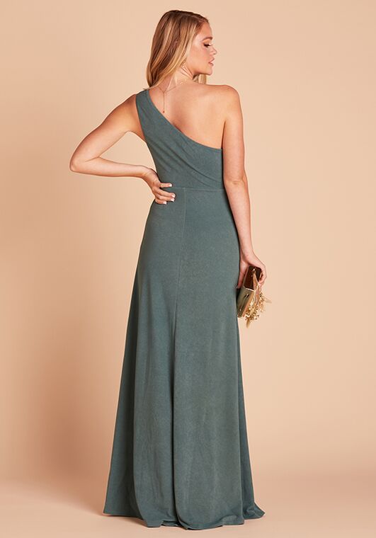 Birdy Grey Kira Crepe in Sea Glass One Shoulder Bridesmaid Dress - 3