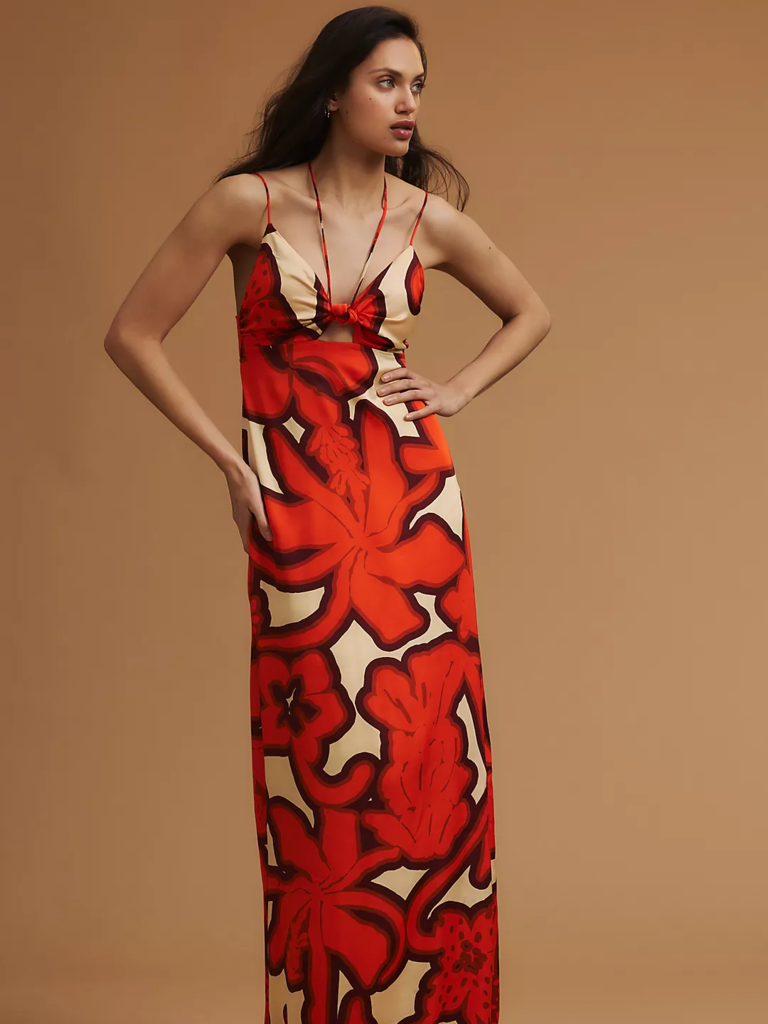 Tropical print halter neck maxi dress from Eugenia Fernández 
