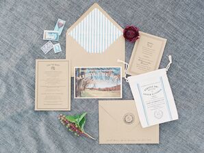 Custom Kraft Paper Invitations with Vintage Postcards