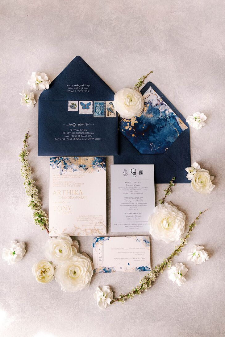 Navy-and-White Wedding Invitation Suite