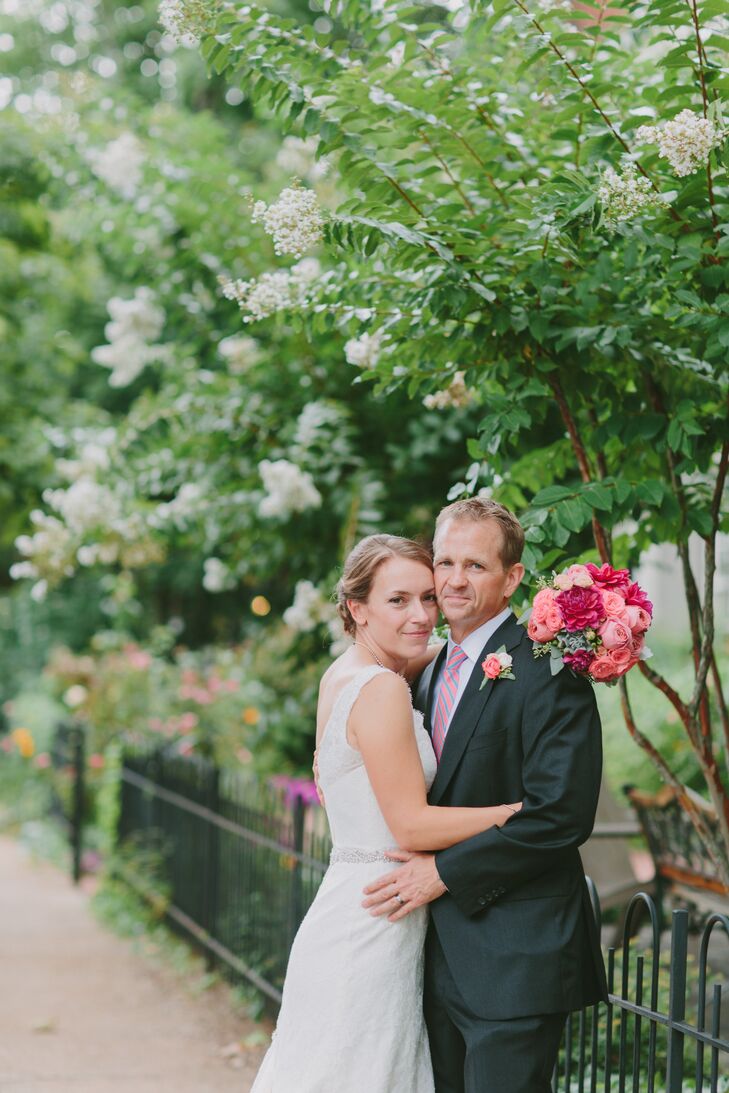 A whimsical rooftop reception in Washington, DC, created the perfect wedding celebration for Brittany Byrd (30 and an economist) and Mark Kalenak (47 