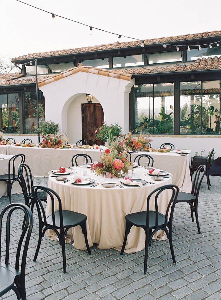 Guests Dined at Round Tables During Wedding Reception