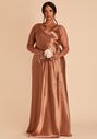 Birdy Grey Cindy Dress in Satin Rust V-Neck Bridesmaid Dress - thumbnail - 3