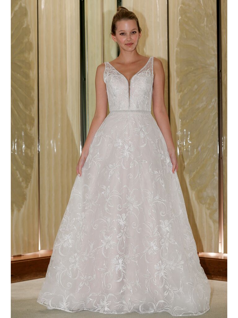 Randy Fenoli Fall 2019 Bridal Collection A-line wedding dress with floral embroidery