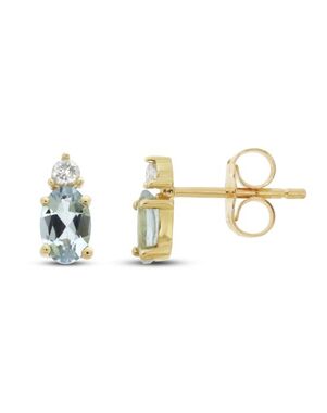 Kay Jewelers Aquamarine & Diamond Earrings 1/20 ct tw 10K Yellow Gold Wedding Earring photo