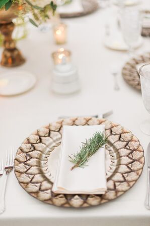 Taupe Dinnerware with Rosemary Place Setting