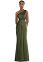 Dessy Group One-Shoulder Draped Twist Empire Waist Trumpet Gown - 3111 One Shoulder Bridesmaid Dress - thumbnail - 1