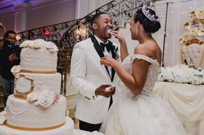 Wedding Cake Cutting at the Aria Wedding and Banquet Facility in Prospect, Connecticut
