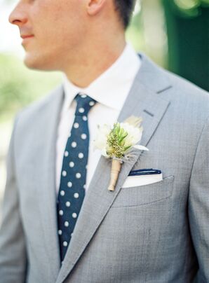Freesia Boutonniere on Custom Groom’s Suit